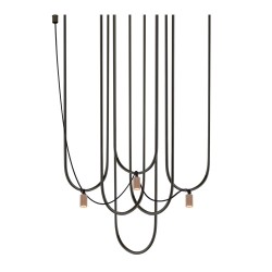 Lampa UDIN 3 - czarny z platynowymi kloszami Antigo