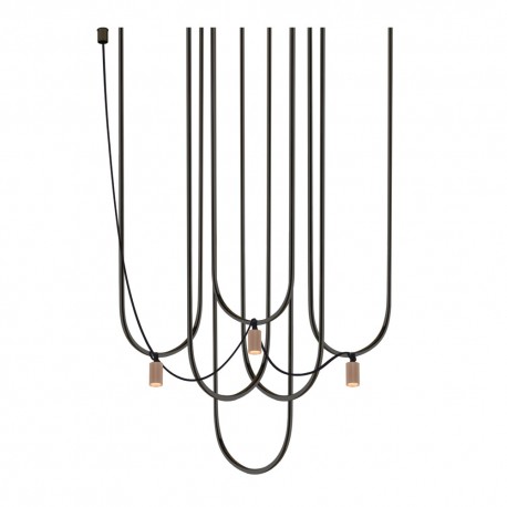 Lampa UDIN 3 - czarny z platynowymi kloszami Antigo