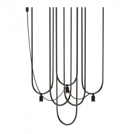 Lampa UDIN 3 - czarny z platynowymi kloszami Antigo