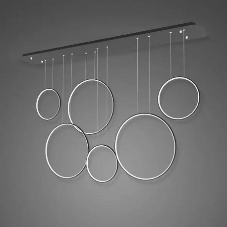 Lampa wisząca Ledowe Okręgi No.8 czarna 180cm Altavola